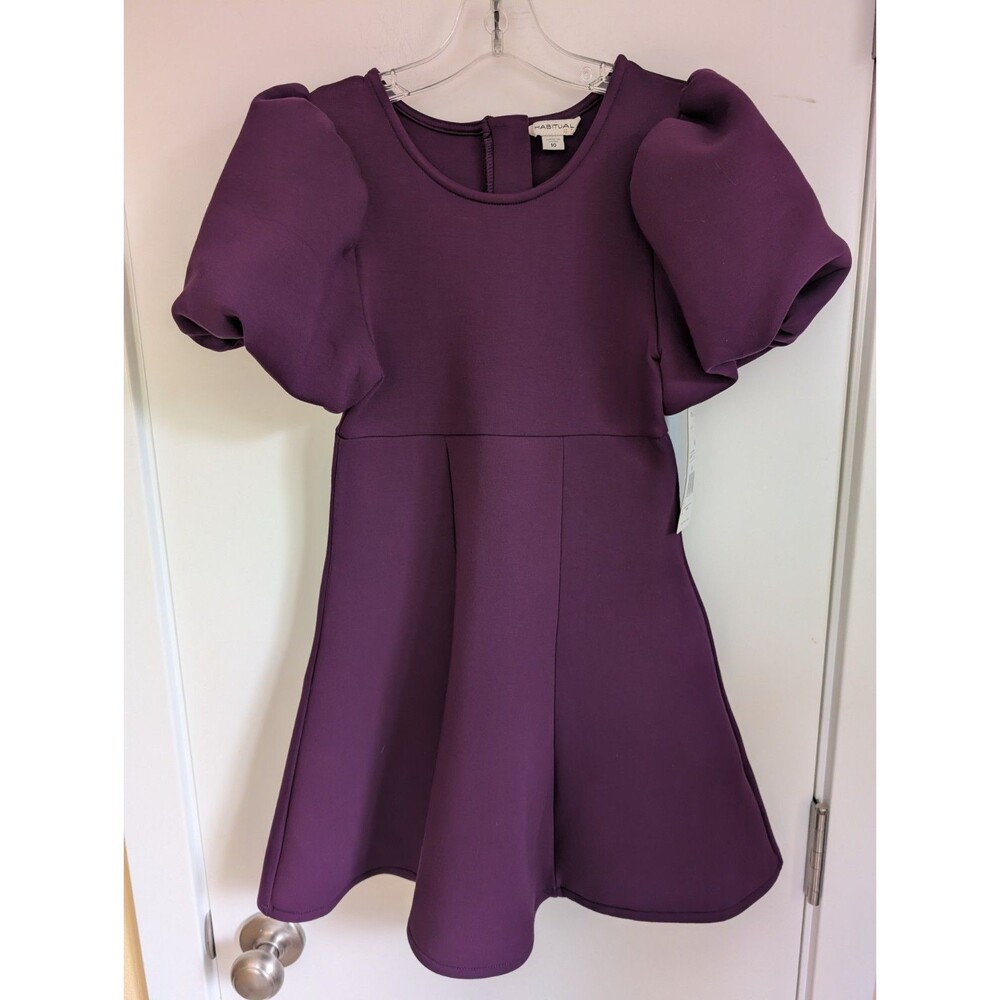 NWT Habitual Girl Puff Sleeve Dress Girl's 10 Purple Formal Event Party Wedding